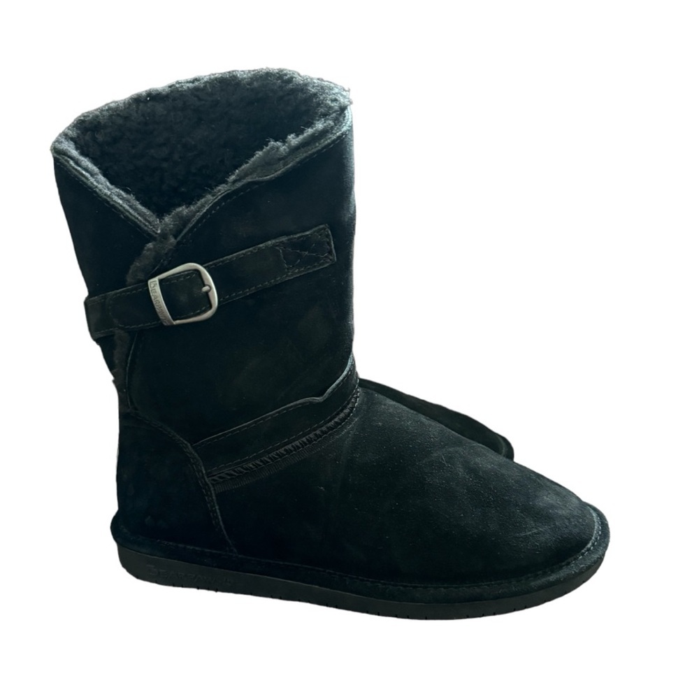 Bearpaw Tatum Boots Women's US 10 Black Suede Wool Sheepskin Lined - Picture 1 of 6